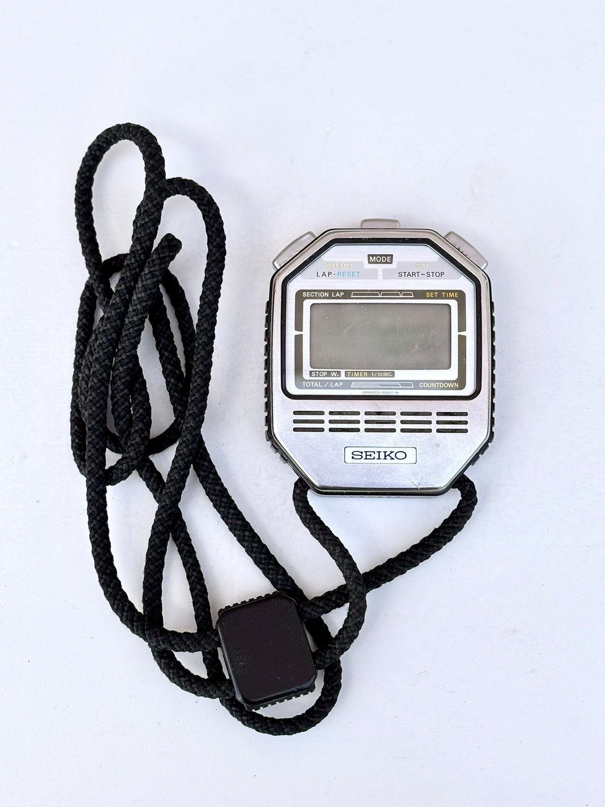 Vintage Seiko S021-5000 digitale stopwatch – Made in Japan, Sport en Fitness, Loopsport en Atletiek, Zo goed als nieuw, Snelheids- of Stappenmeter