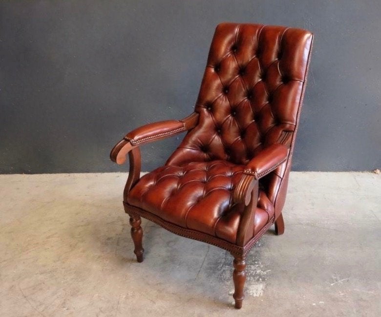 origineel Engelse Chesterfield fauteuil, Ophalen, Chesterfield Engels klassiek landelijk industrieel, Nieuw, Leer