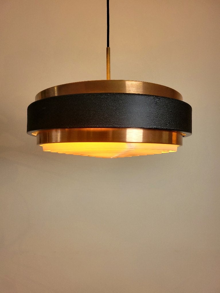 Vintage hanglamp in stijl van Hiemstra Evolux, Gebruikt, Ophalen of Verzenden, Nvt, Vintage design, Mid Century Modern, Deens design
