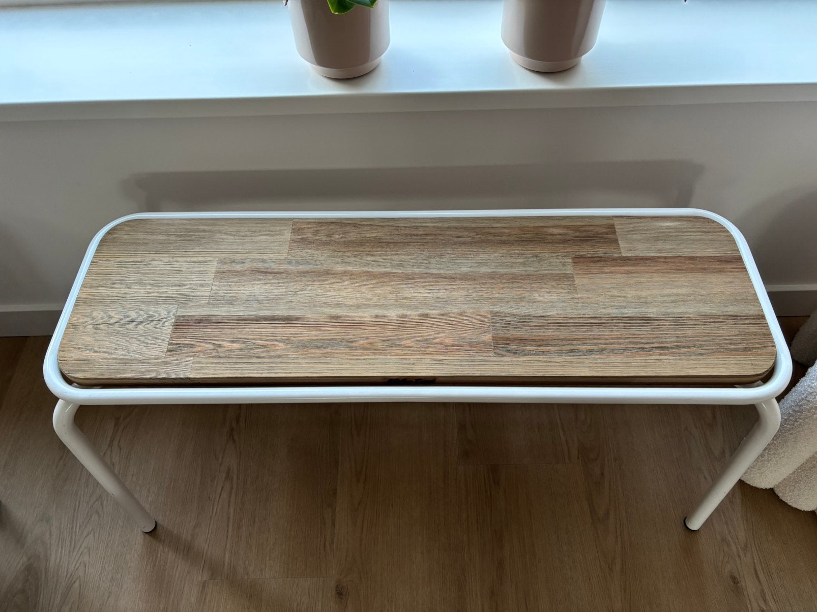 Kitchen Trend bankje wit metaal hout, Ophalen, Zo goed als nieuw, Hout