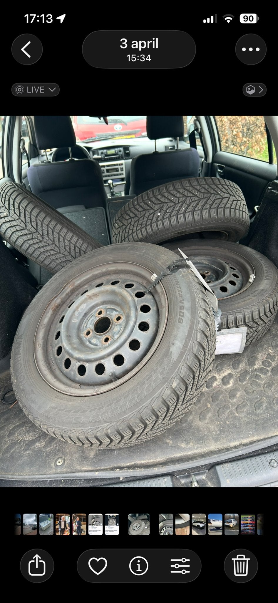 Yokohama winterbanden 195/60R15 - set van 4 - Toyota Corolla, Auto-onderdelen, Ophalen, Gebruikt, 15 inch, Banden en Velgen