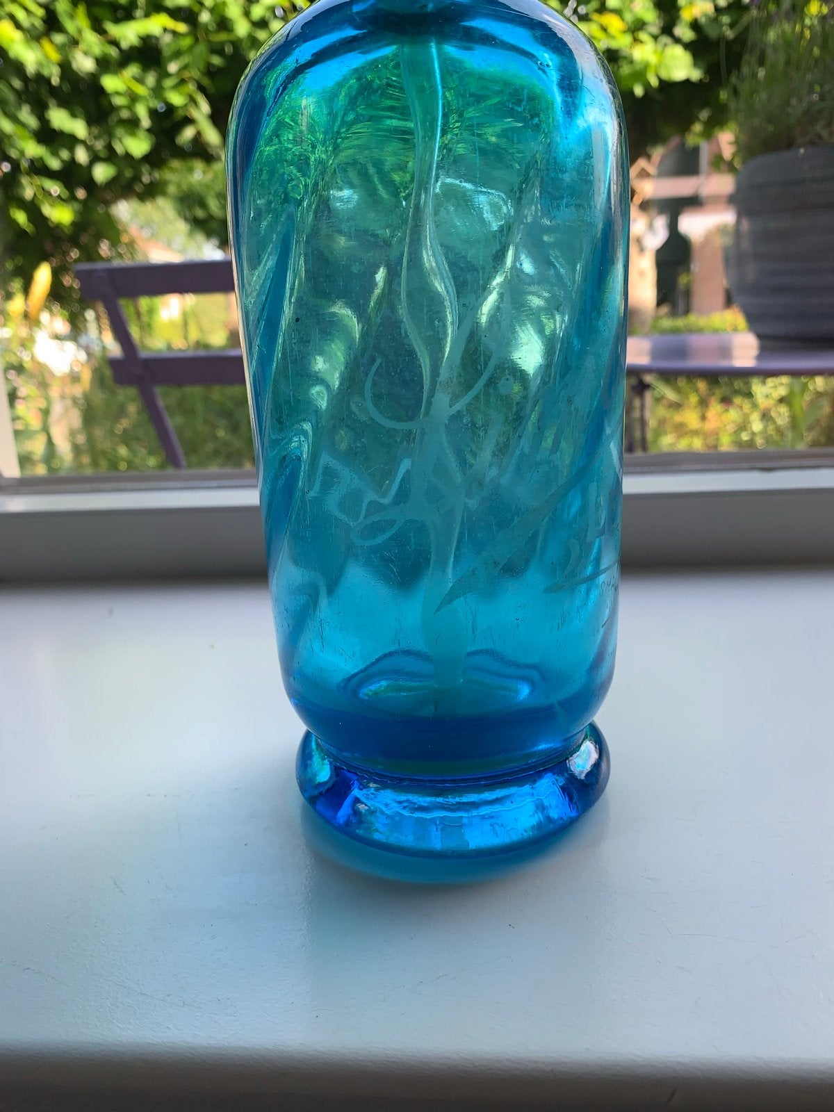 Vintage blauwe spuitfles uit Frankrijk - Le Creusot, Antiek en Kunst, Ophalen of Verzenden