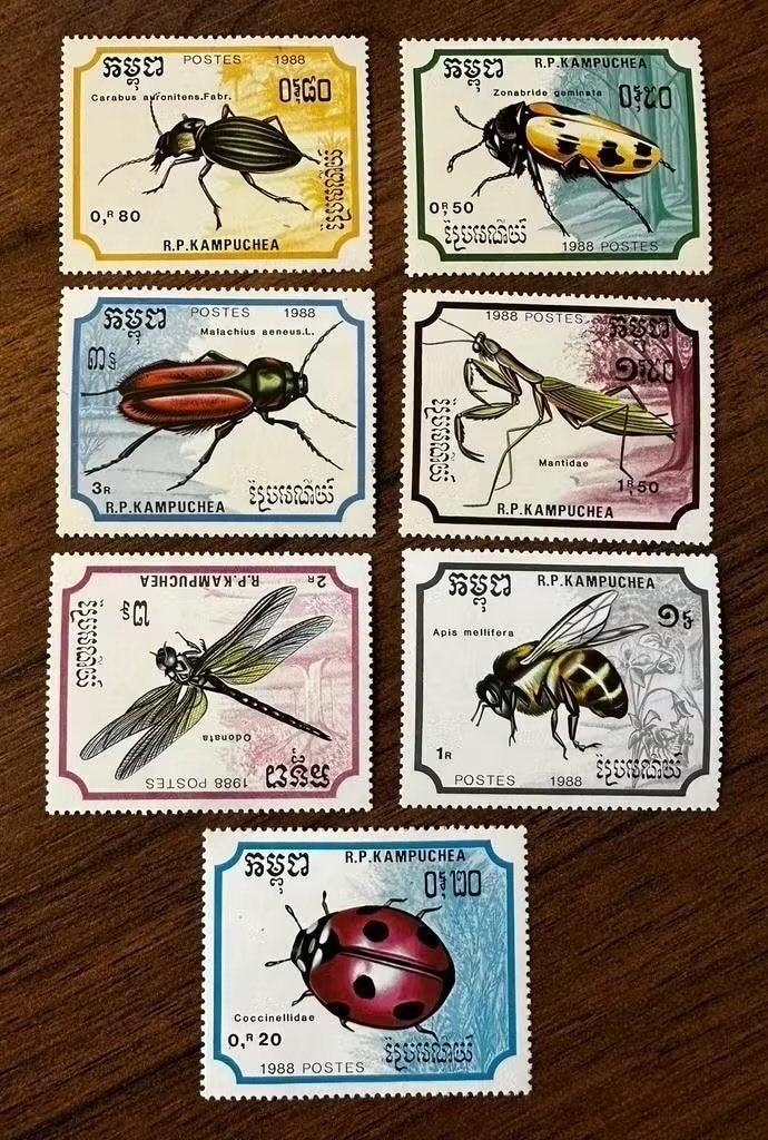 Cambodja 1988 postfrisse insecten postzegels set, Ophalen of Verzenden, Postfris