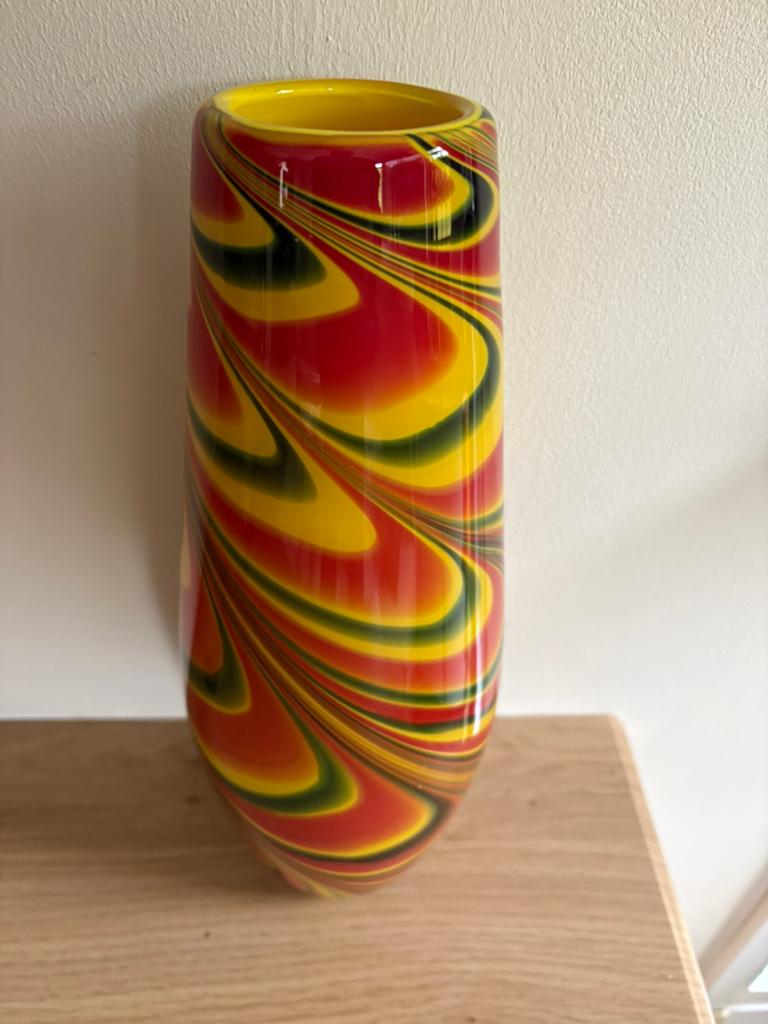 Vintage XL Murano “Rasta” Vaas., Antiek en Kunst, Ophalen of Verzenden