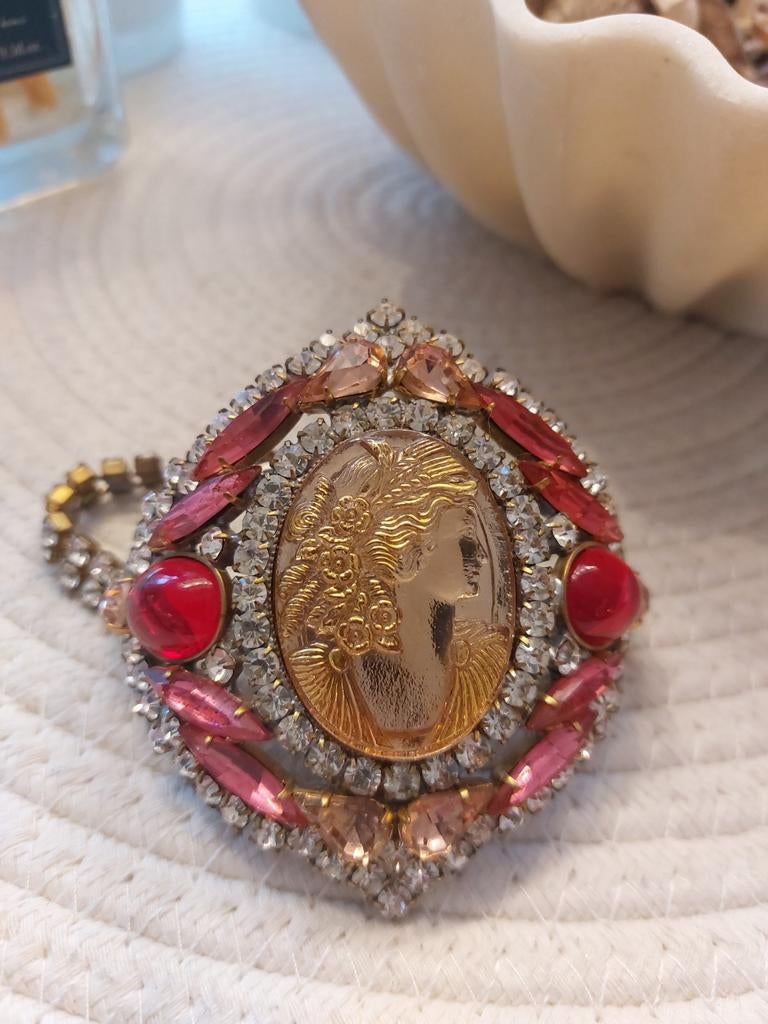Antieke Vintage TABOO Glas Camee Armband Jaren 50/60, Ophalen of Verzenden, Overige materialen, Armband