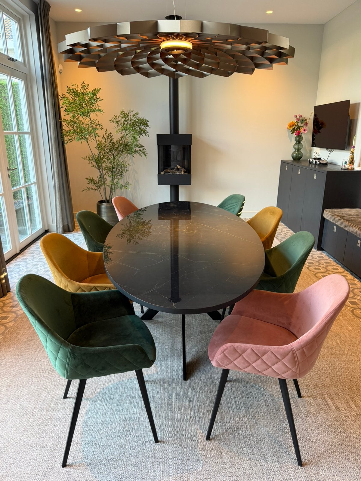 Eettafel zwart ovaal 240x110cm, Huis en Inrichting, Ophalen, 100 tot 150 cm, 200 cm of meer, Zo goed als nieuw