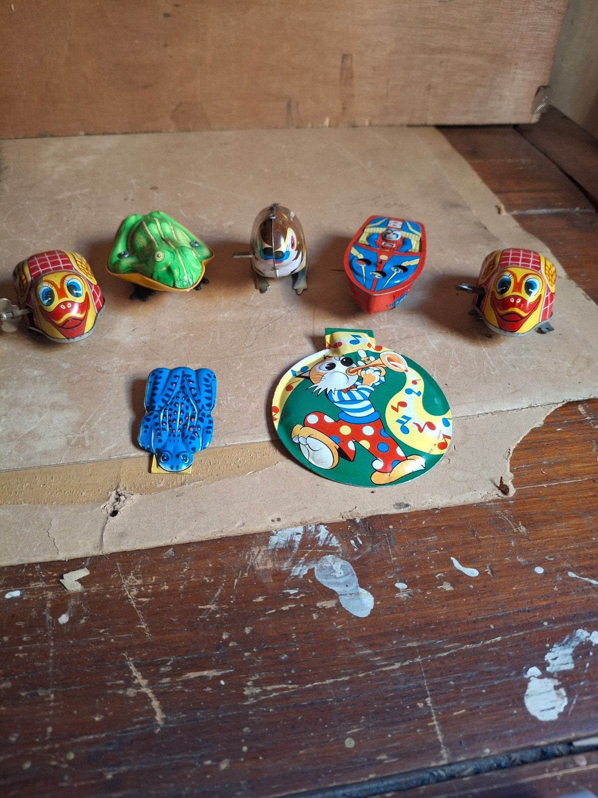 set vintage blikken speelgoed & klikkers werkend, Ophalen of Verzenden, Gebruikt