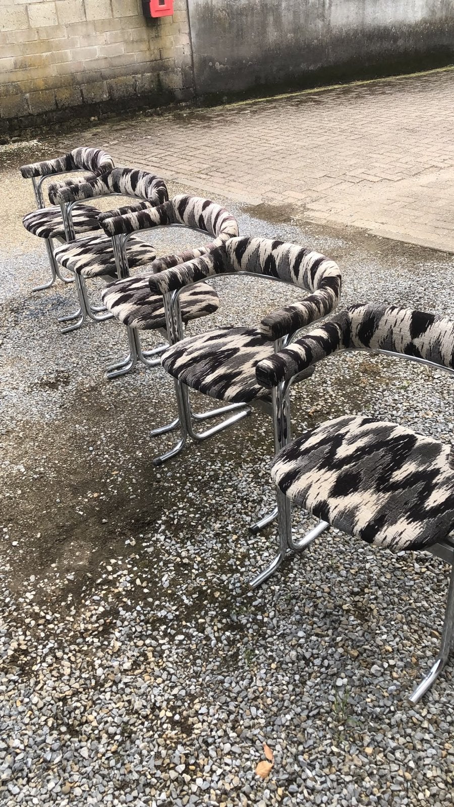 Set van 5 vintage stoelen met print, Ophalen of Verzenden