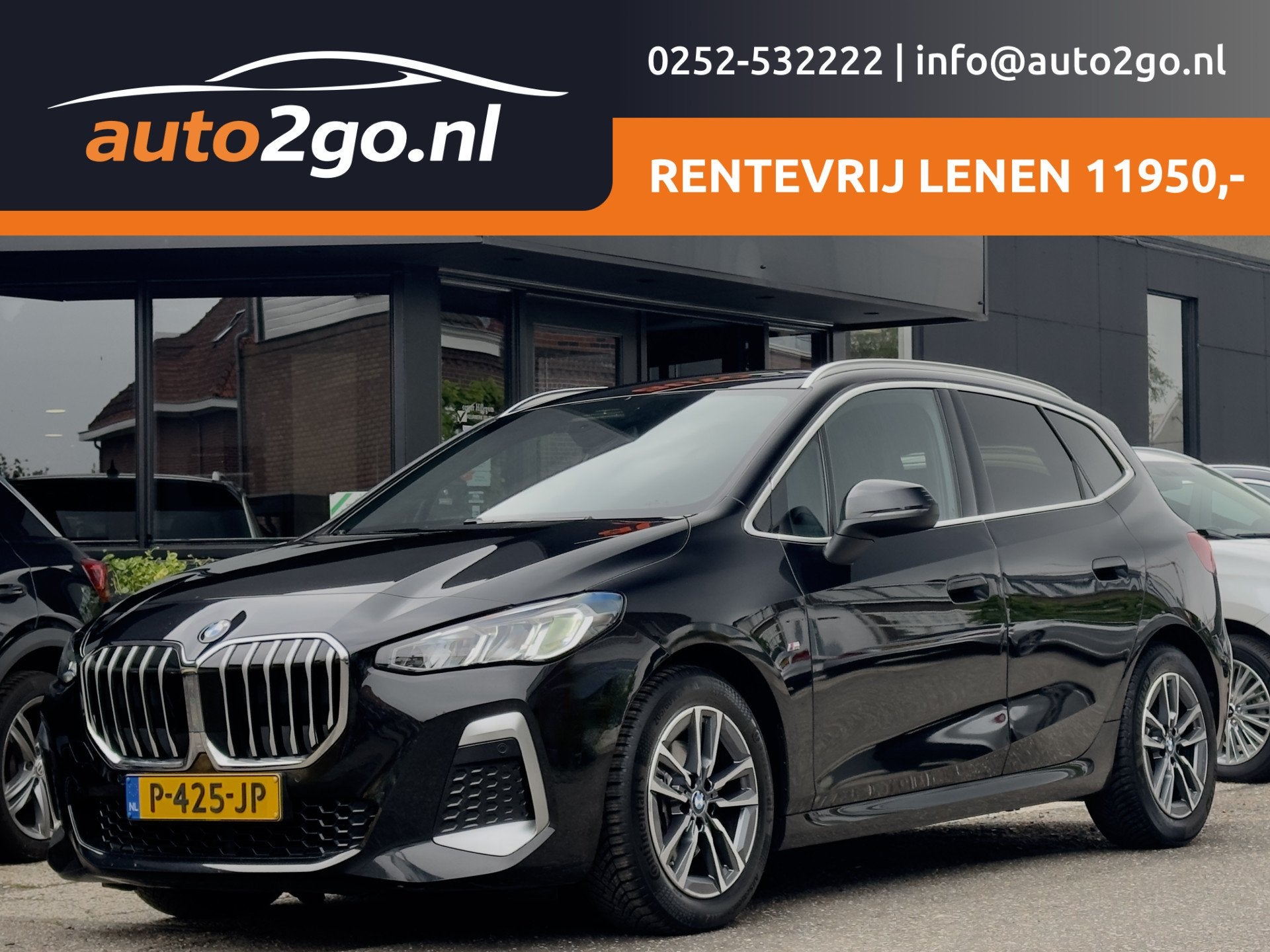 BMW 2 Serie Active Tourer 218i AUT7 M-SPORT LEDER NAVI CAMER, Auto's, 136 pk, Gebruikt, 1445 kg, Zwart