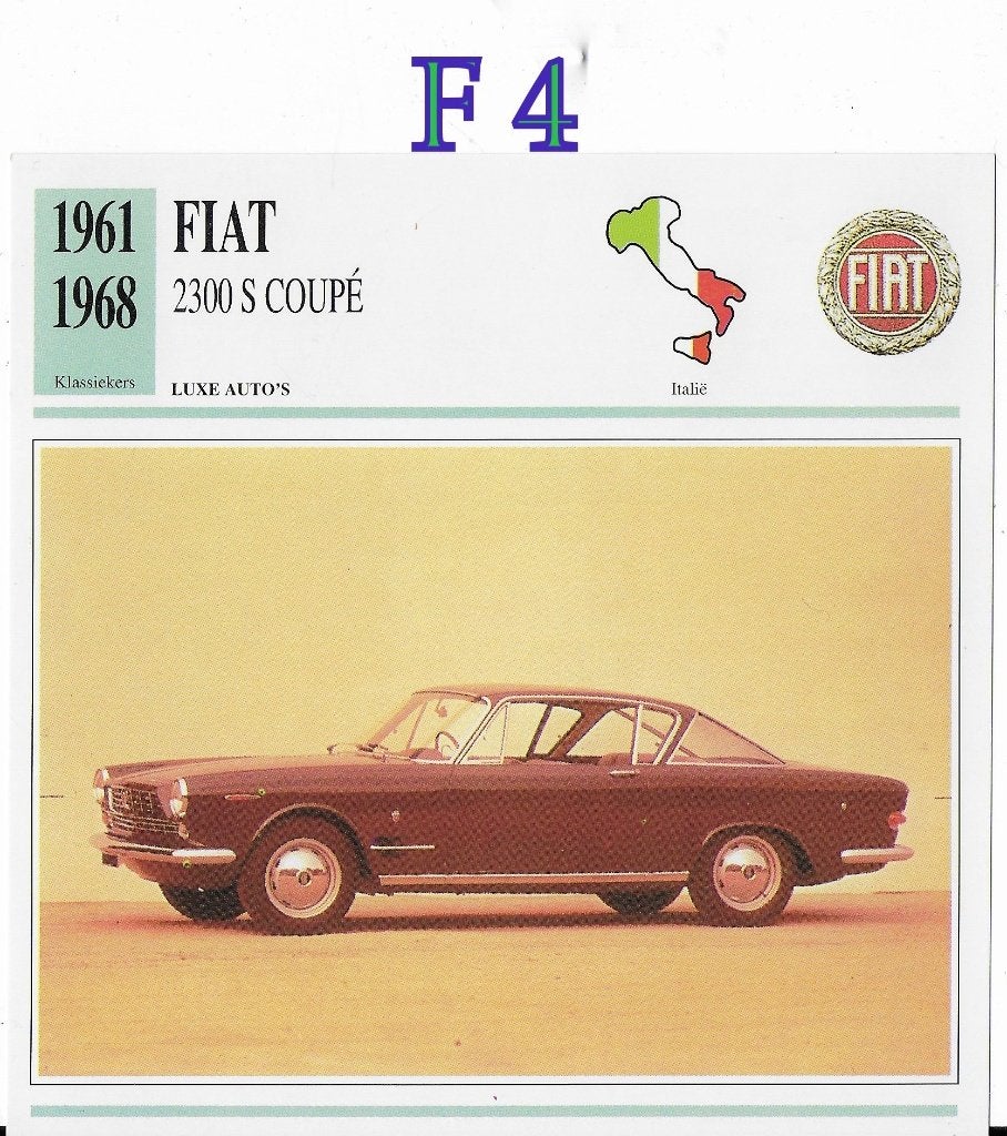 F4 autokaart fiat 2300 s coupe ( 1961 - 1968 ), Ophalen of Verzenden, Zo goed als nieuw, Auto's