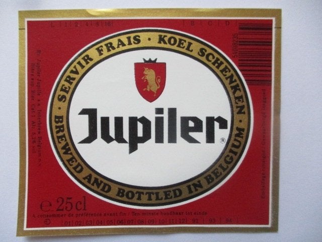 bieretiket Belgie 15-7 (O8) jupiler, Ophalen of Verzenden, Gebruikt, Overige typen, Jupiler