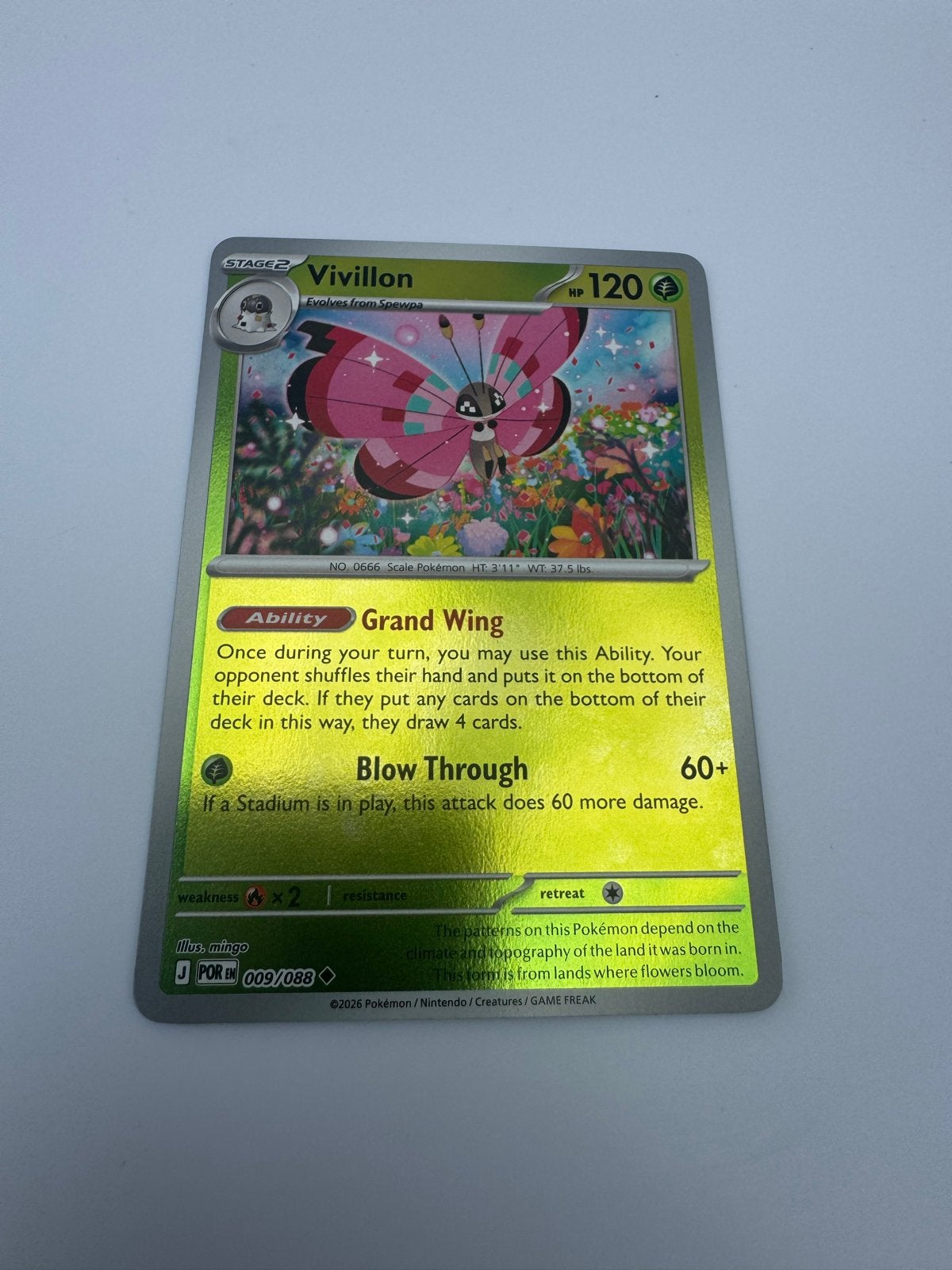 Vivillon 009/088 - Pokémon Kaart - Foil, Ophalen of Verzenden, Zo goed als nieuw, Losse kaart, Foil