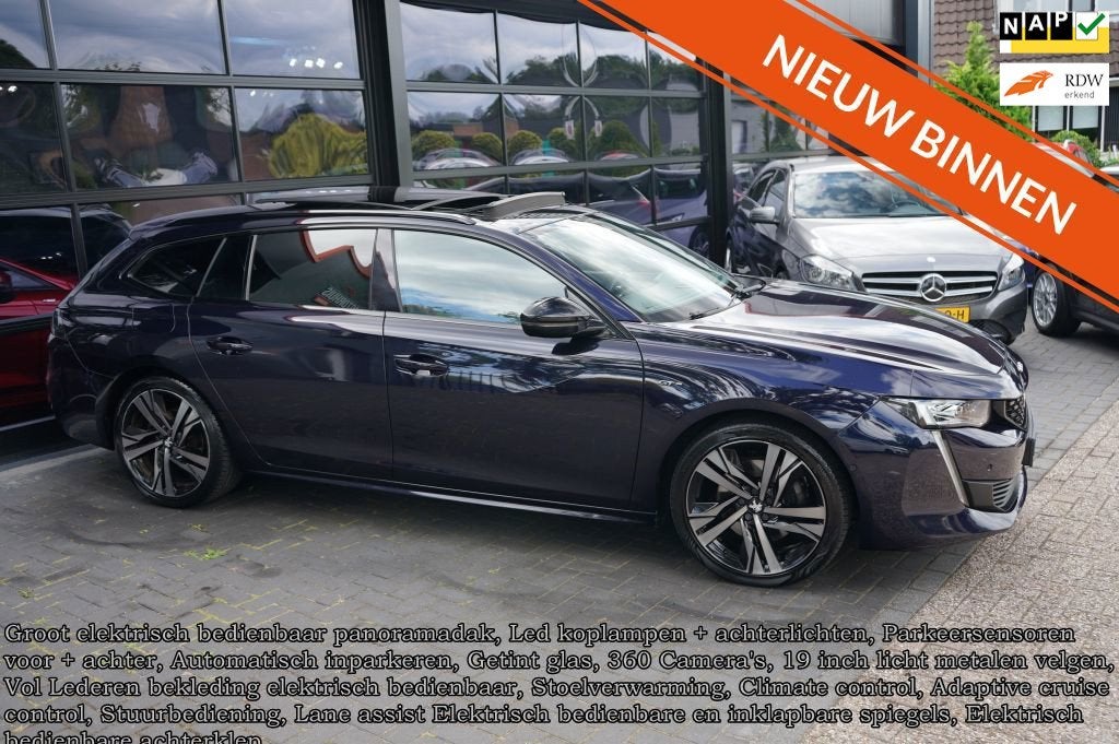 Peugeot 508 SW 1.6 PureTech GT Line Panodak, Leder, 360 Came, 745 kg, Gebruikt, 4 cilinders, Blauw