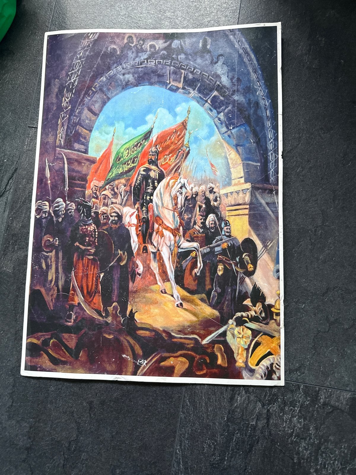 Historisch schilderij van een strijder te paard, Portret of Personen, Ophalen of Verzenden, Klassiek, Print