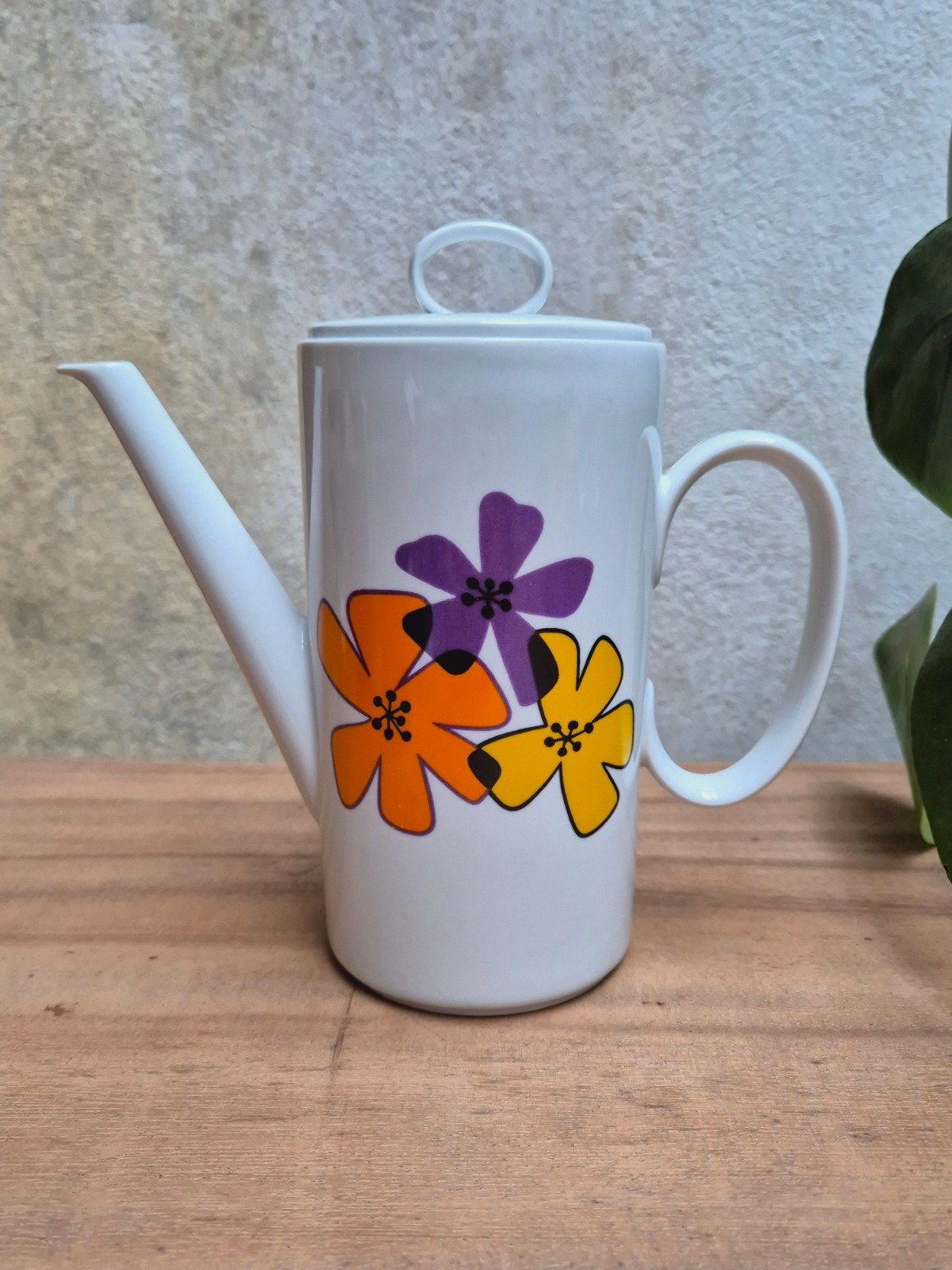 Jaren 70 Sebring Italië Flower Power Deco koffiepot, Ophalen of Verzenden, Porselein, Overige stijlen, Overige typen