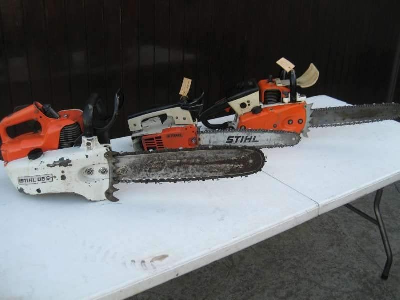 3 oldtimers kettingzagen Stihl 08S  Stihl 020AV + Solo 620AV, Ophalen of Verzenden