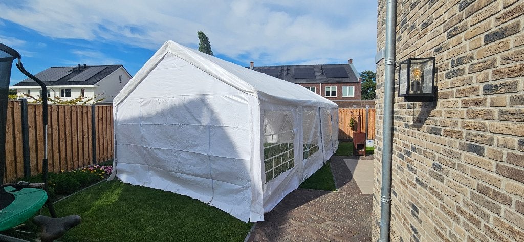 Partytent 4x8meter Premium gegalvaniseerde buizen, Ophalen, Opvouwbaar, Partytent, Zo goed als nieuw
