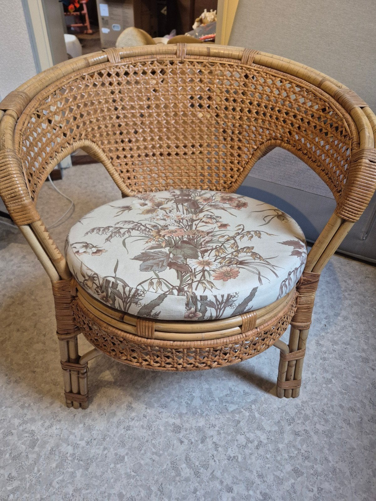 rotan/webbing stoel, Huis en Inrichting, Ophalen, Gebruikt, Bruin, Riet of Rotan