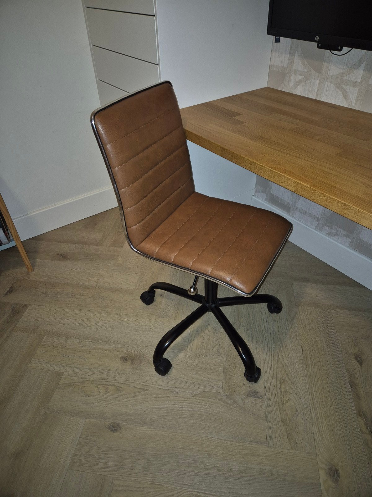 Bureaustoel bruin cognac - zo goed als nieuw, Huis en Inrichting, Bruin, Ophalen of Verzenden, Zo goed als nieuw, Bureaustoel
