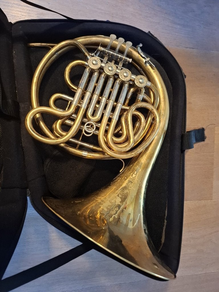 Dubbel Hoorn - Jiracek Model 102, Muziek en Instrumenten, Blaasinstrumenten | Hoorns, Ophalen, Gebruikt, F-hoorn, Met koffer