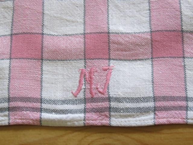 Prachtige handgeweven katoenen theedoek roze ruit MJ, Ophalen of Verzenden