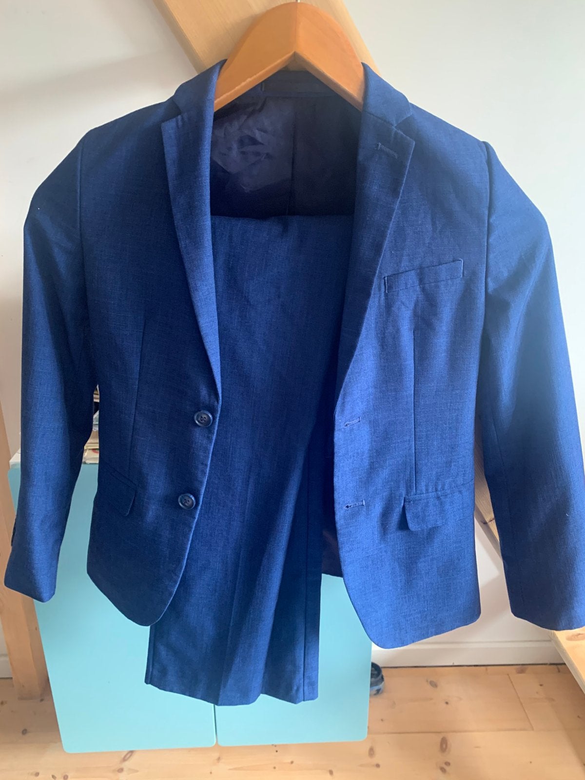 Mooi blauw pak voor kind, maat 146, Ophalen of Verzenden, Zo goed als nieuw, Jongen of Meisje