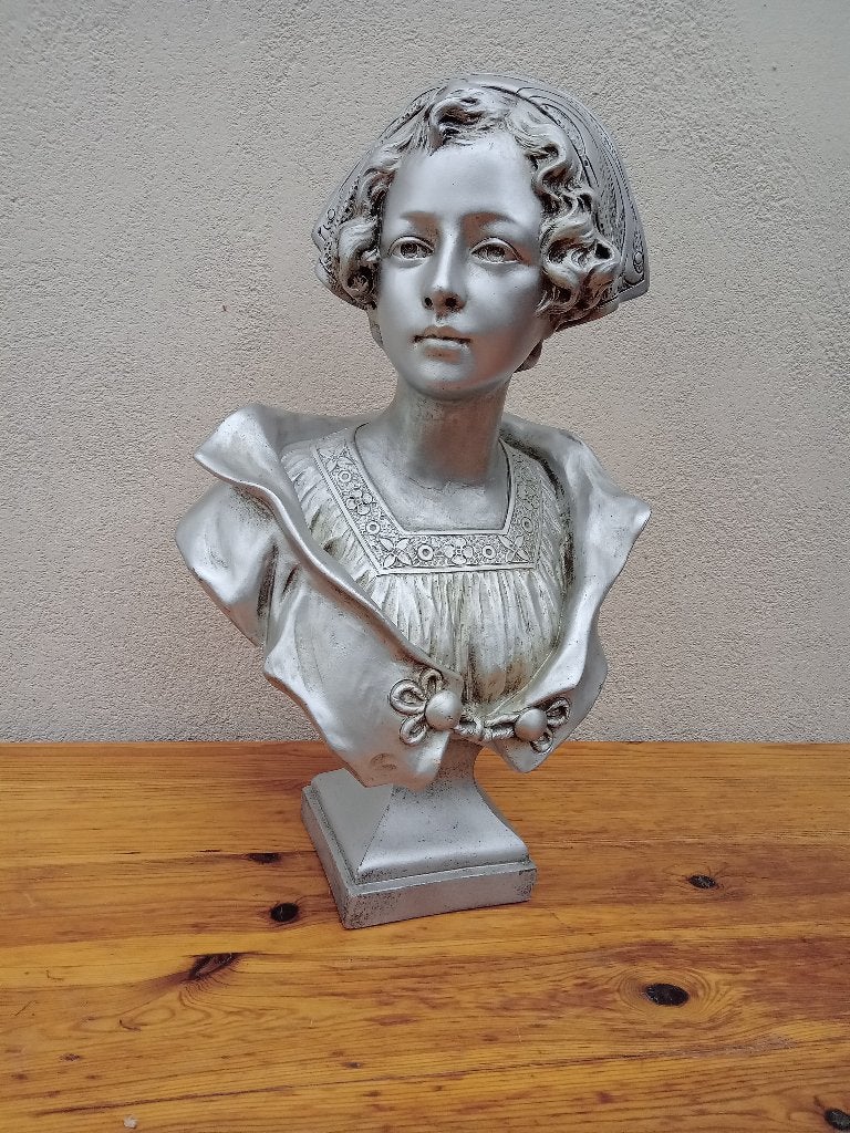 Art Deco Buste, Zilver, Art deco, Gips, Buste