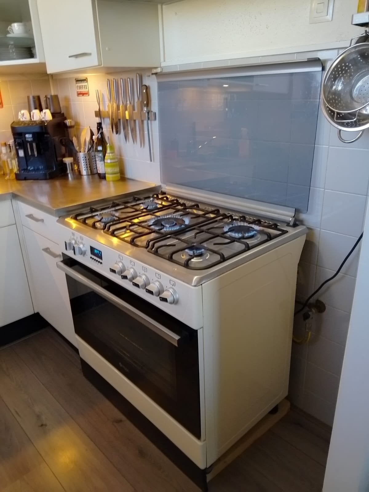Groot gasfornuis met oven, 5 pitten, 90 cm breed, Ophalen, Gebruikt, 60 cm of meer, Gas