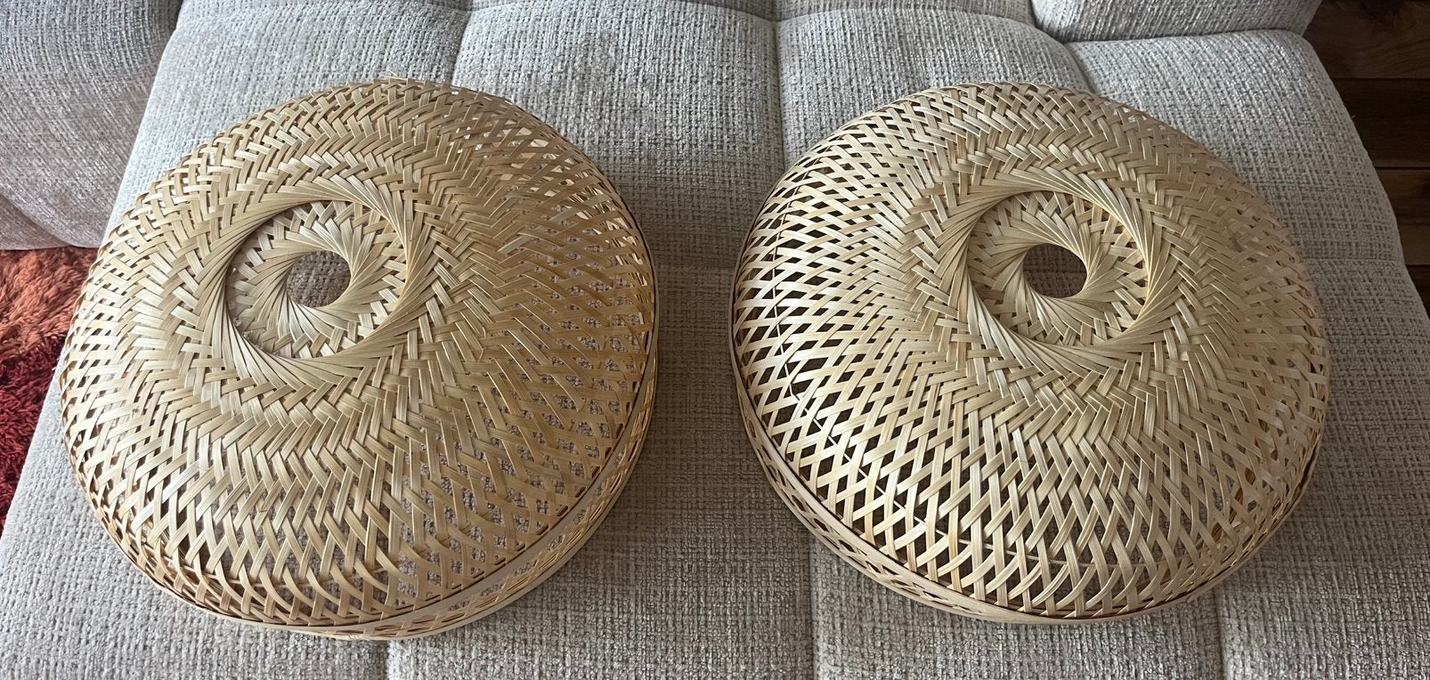 Rotan lampenkappen, Hanglamp, Rond, Nieuw, Crème