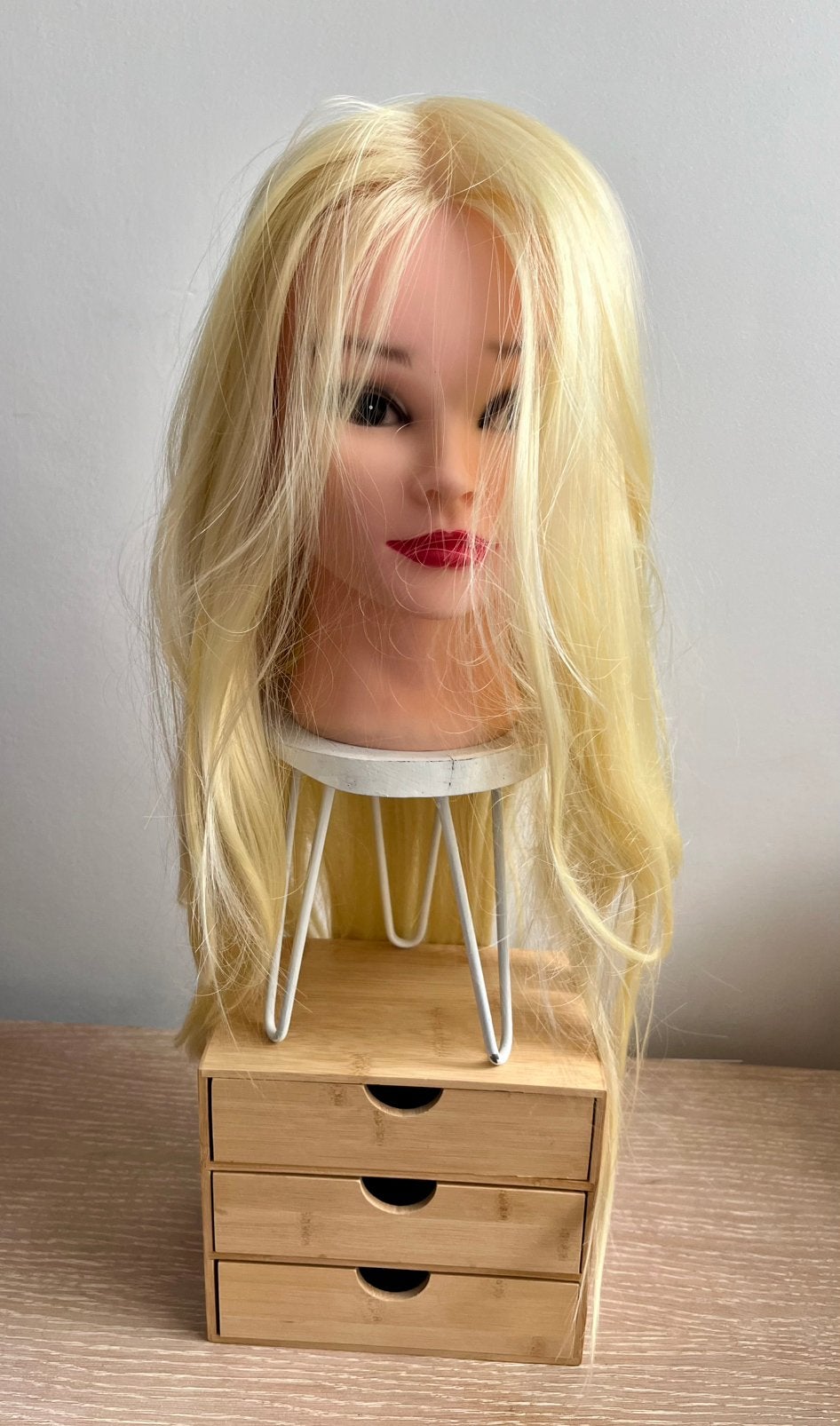 Kappers oefenhoofd met extra lang blond haar – circa 60 cm, Ophalen of Verzenden, Zo goed als nieuw