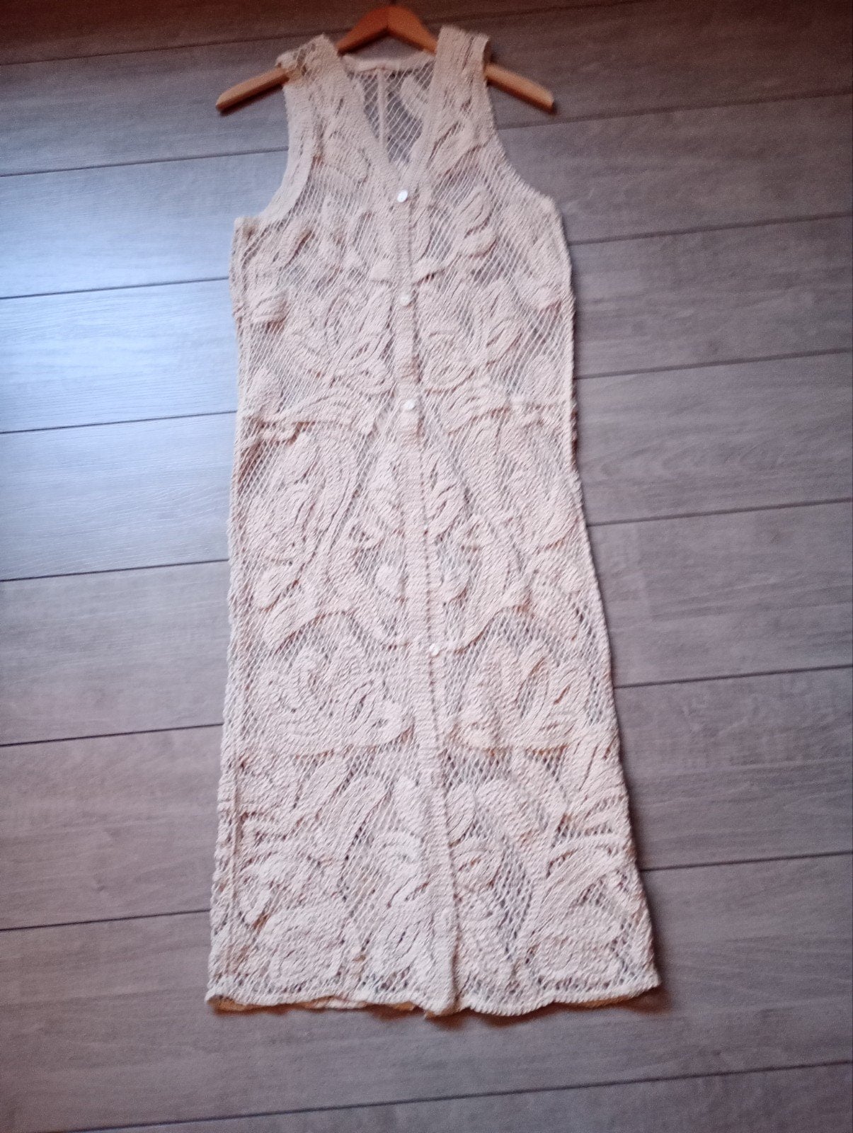 Lang crochet "Ibiza" gilet - Zo goed als nieuw, Onbekend, Ophalen of Verzenden, Zo goed als nieuw, Maat 38/40 (M)