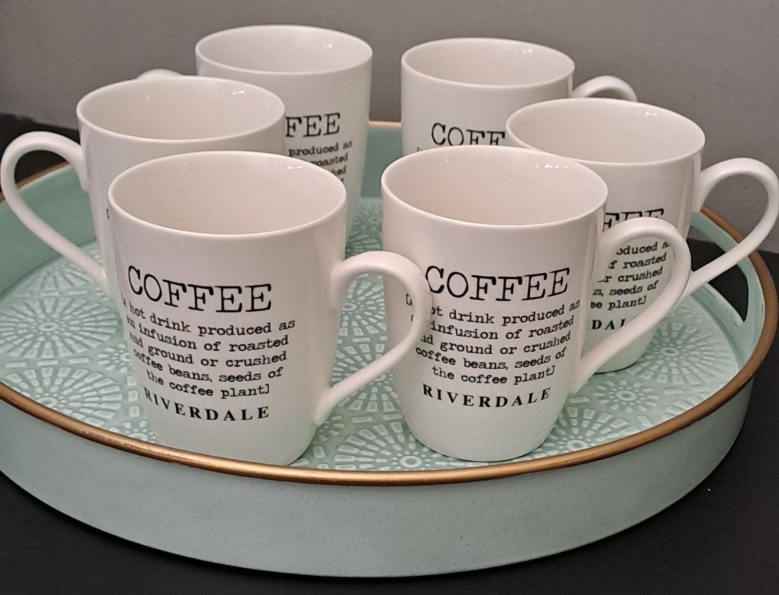 Mooie/Gezellige Coffee Mokken/Riverdale/6 stuks, Huis en Inrichting, Keuken | Servies, Ophalen of Verzenden, Zo goed als nieuw