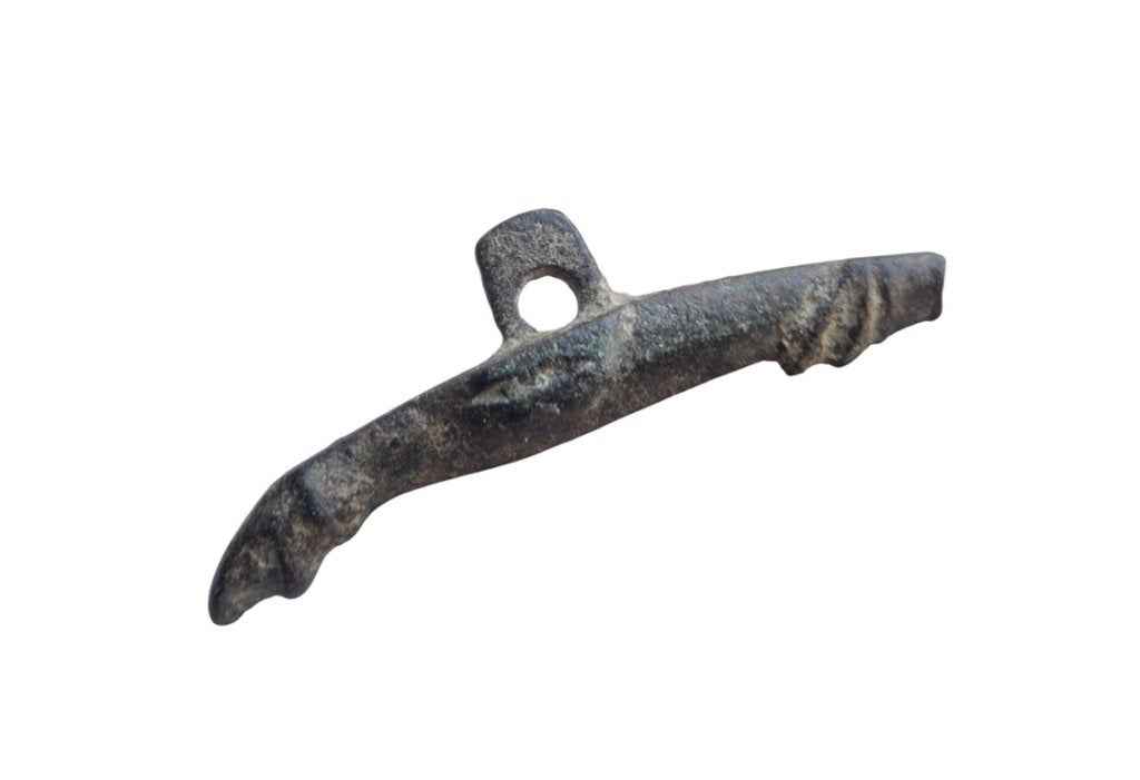 Bodemvondst brons Romeins fallus hanger, Verzenden, Brons