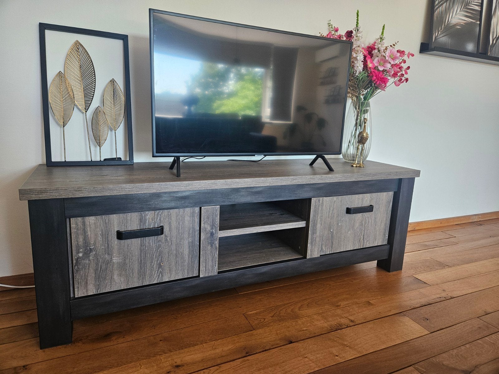 Industrieel TV-meubel - 185x59x50 cm, 150 tot 200 cm, Zo goed als nieuw, Minder dan 100 cm, Industrieel