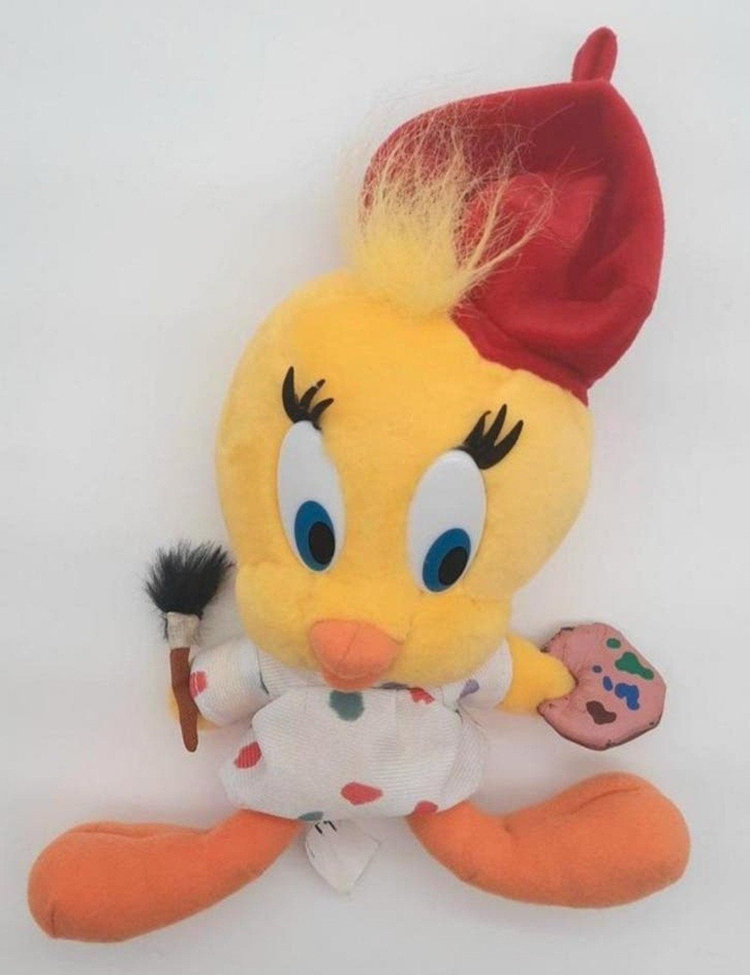 Tweety (van Sylvester) knuffel als kunstschilder ca. 20cm, Ophalen of Verzenden, Looney Tunes, Gebruikt, Beeldje of Figuurtje