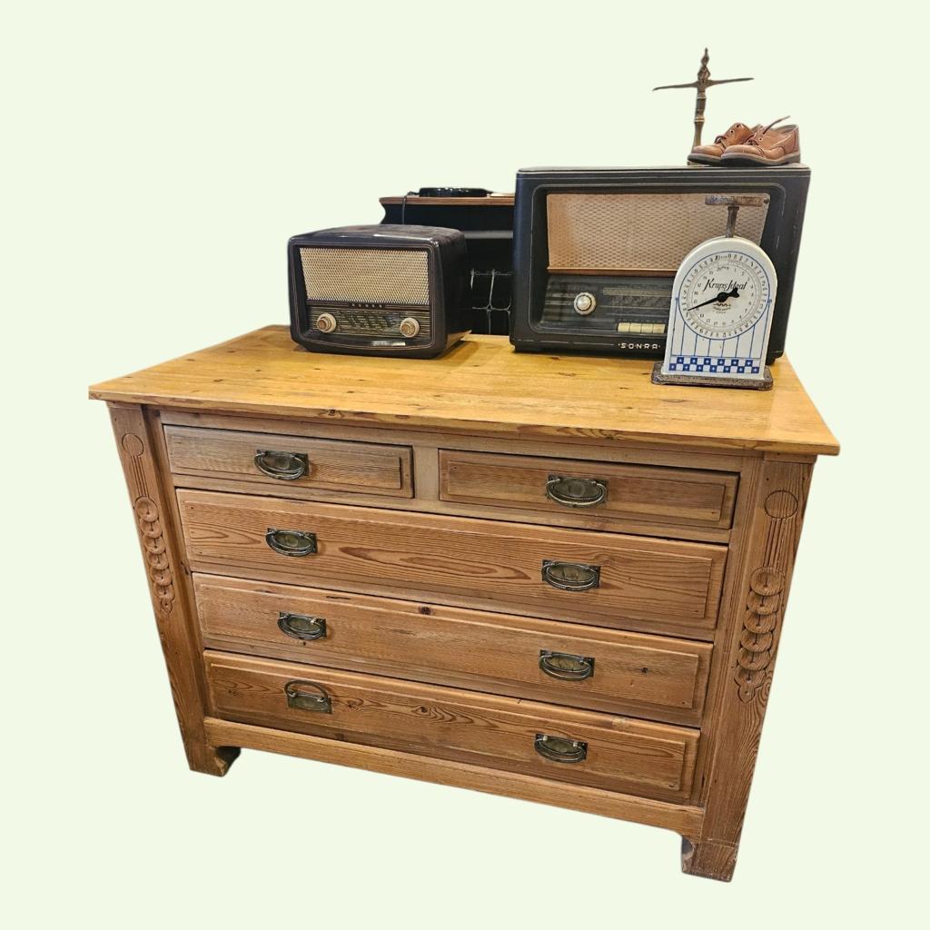 Vintage grenen ladekast met 6 lades, Ophalen