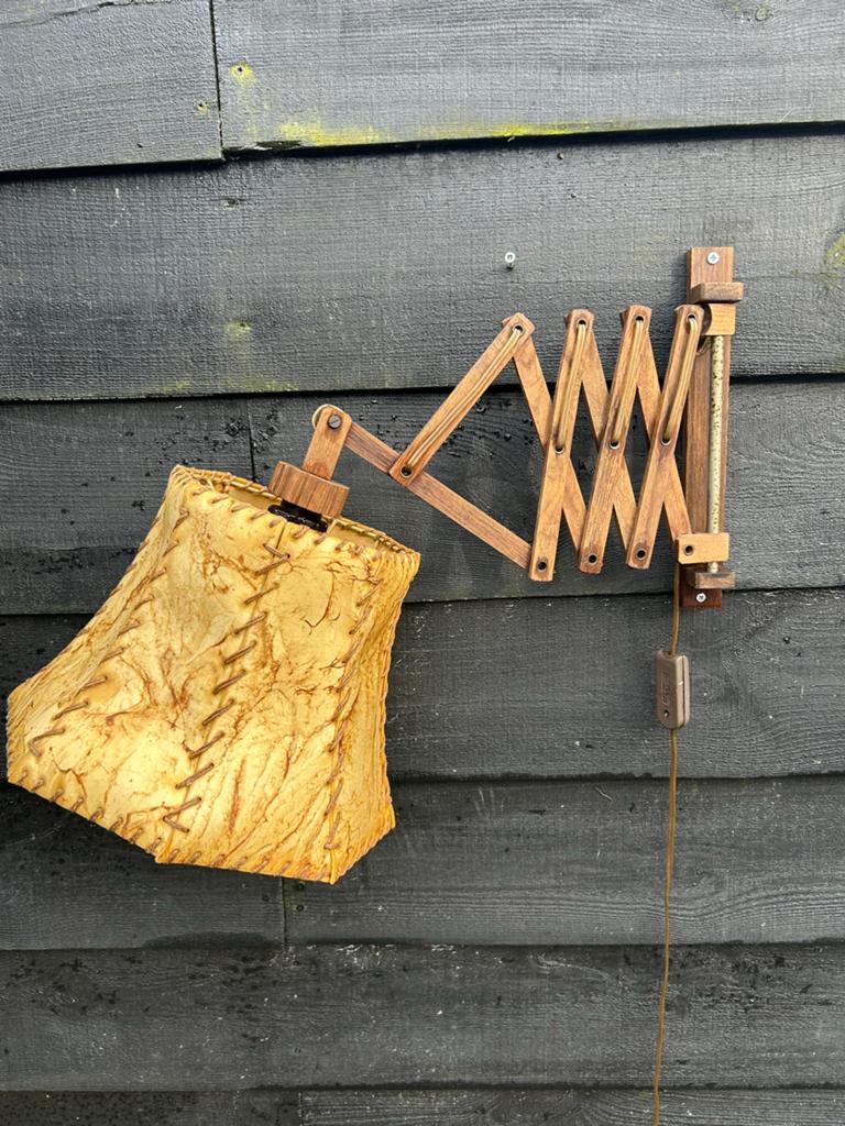 Vintage schaarlamp met perkamenten kap, Ophalen of Verzenden