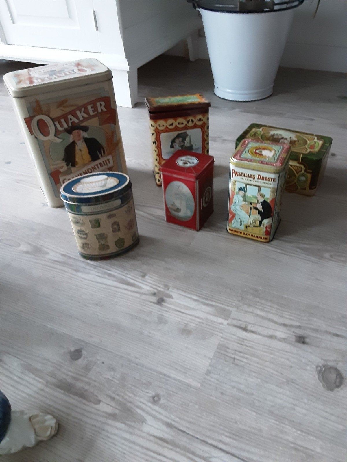 Set van 5 Vintage Blikken - Quaker, Droste en meer, Ophalen of Verzenden, Gebruikt, Overige, Overige merken