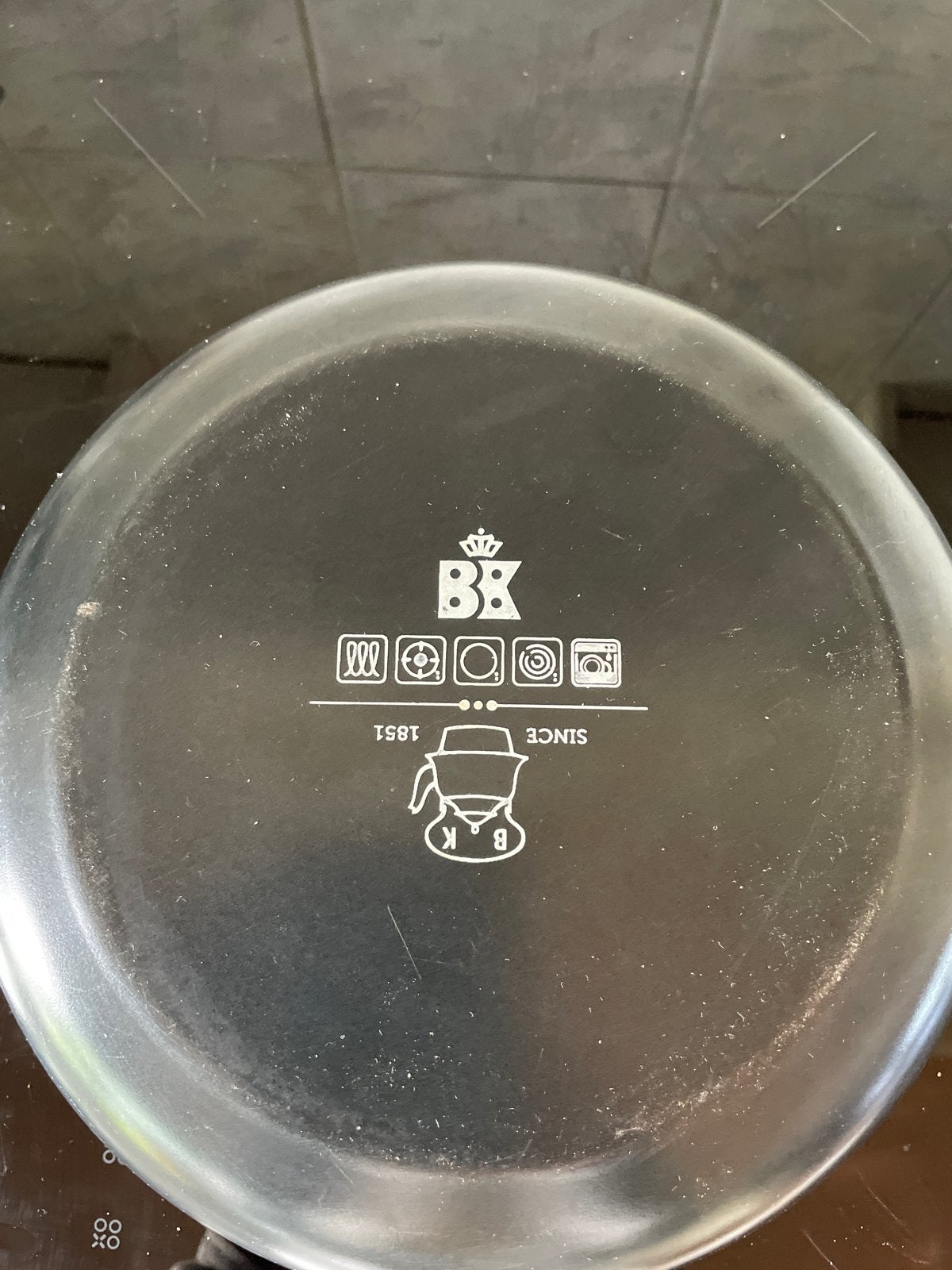 BK Kookpan - Zwart/Blauw - Geschikt voor Inductie, Gebruikt, BK, Ophalen of Verzenden, Kookpan