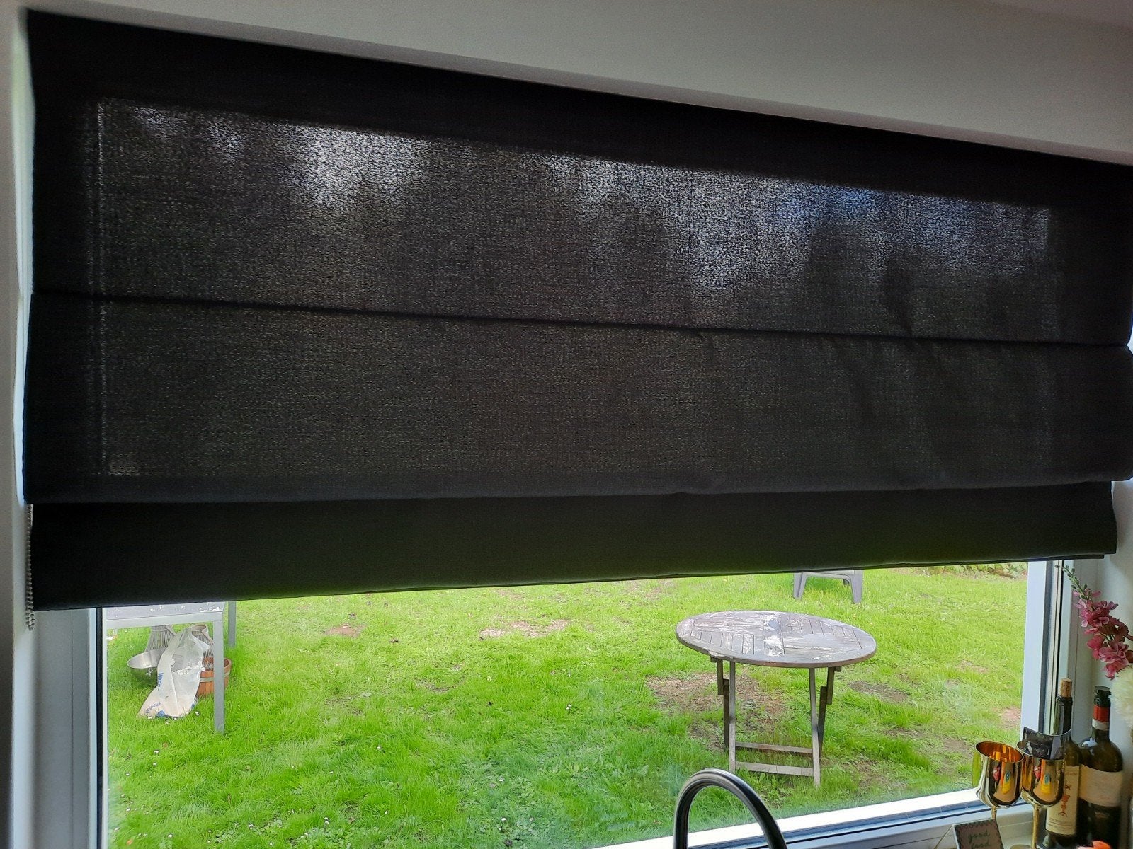 Antraciet vouwgordijn 190x110 cm - zo goed als nieuw, Huis en Inrichting, Ophalen, Zo goed als nieuw, Zwart, Vouwgordijn