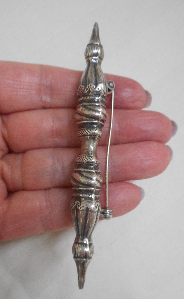 Zilveren vintage broche van breidoppen Niekerk nr.1039, Verzenden, Zo goed als nieuw, Zilver, Zilver