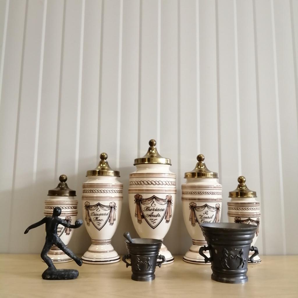 Antieke Apothekers Potten - Complete Set + Vijzels, Ophalen of Verzenden