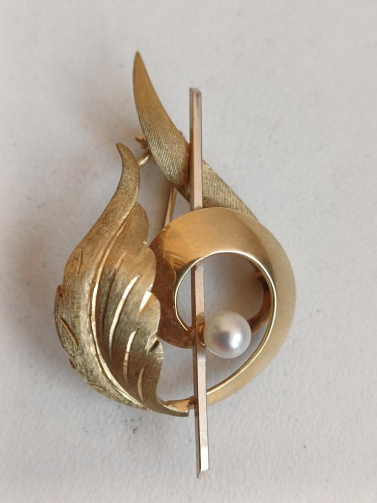 Broche vintage 14K,  585, 5,3 gram goud, Sieraden, Tassen en Uiterlijk, Broches, Minder dan 4 cm, Ophalen of Verzenden, Zo goed als nieuw