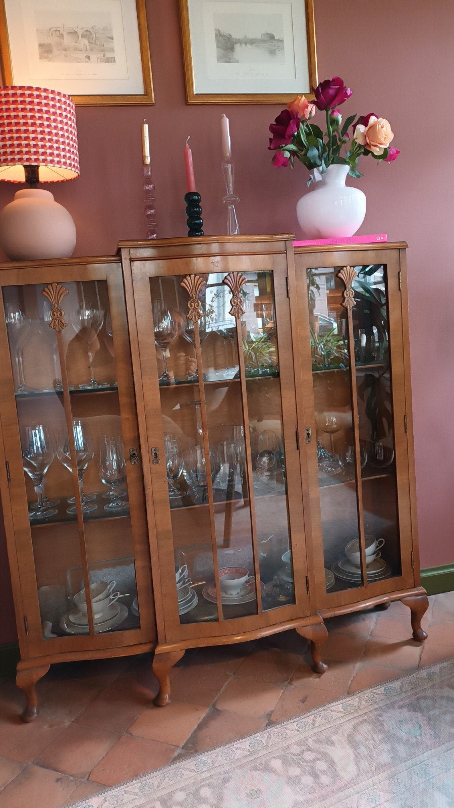Antieke Vitrinekast 120x121x40 - art deco, Ophalen, Met deur(en), 100 tot 150 cm, Glas