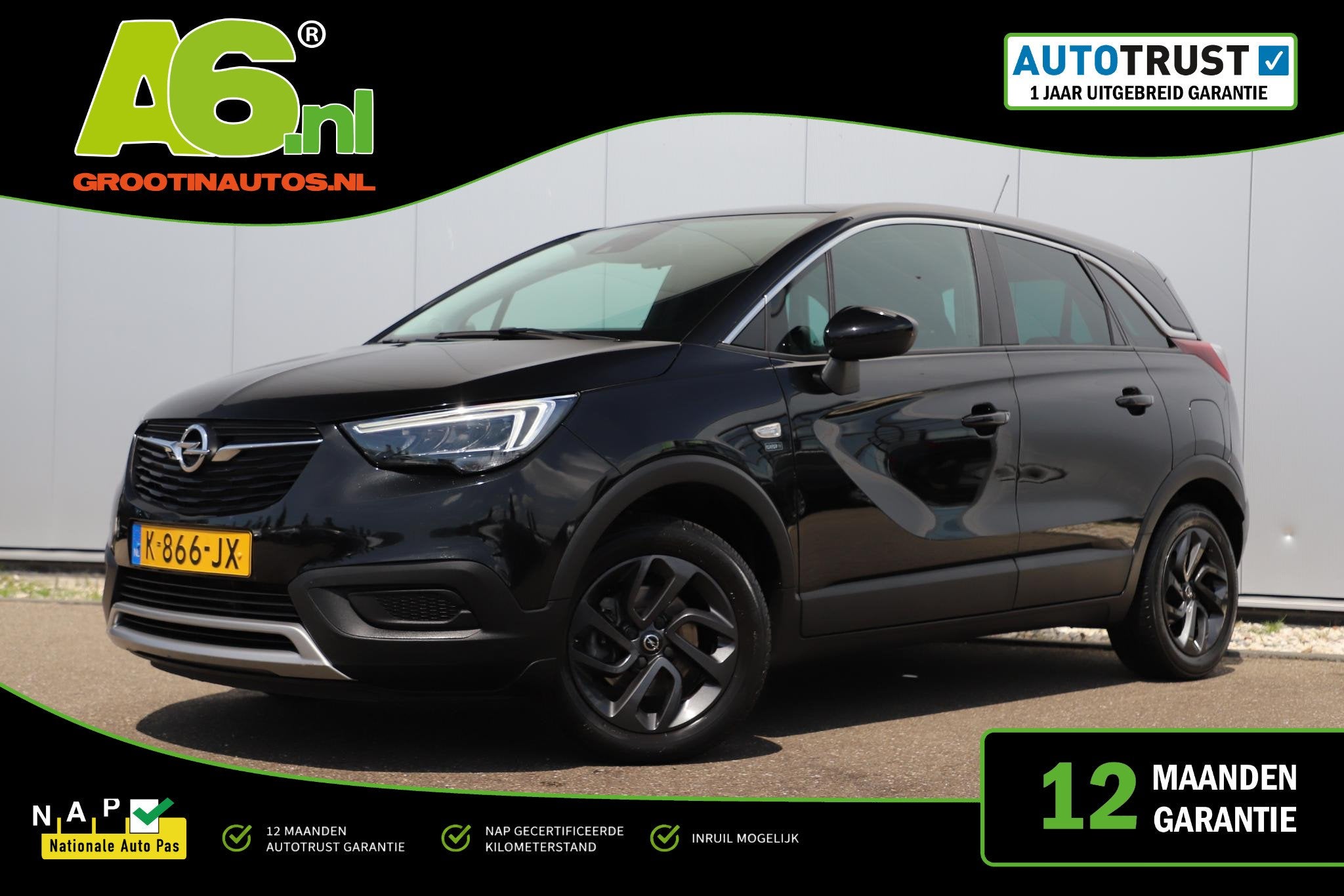 Opel Crossland X 1.2 Turbo 120 Jaar Edition 110PK 16 inch LM, Gebruikt, 1199 cc, Met garantie (alle), Zwart