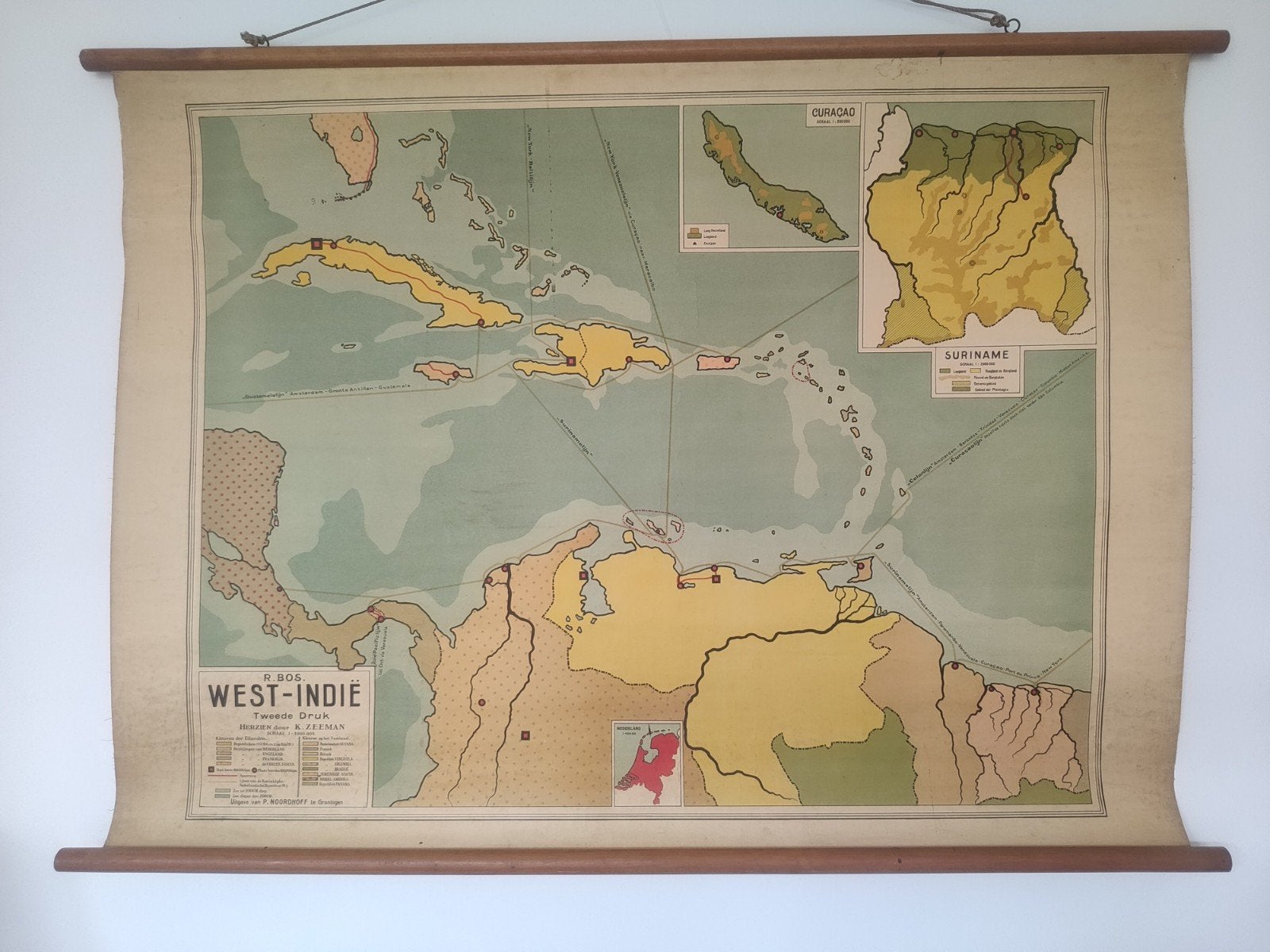 West-Indië (oude schoolkaart) 86x118cm, Ophalen, Aardrijkskunde