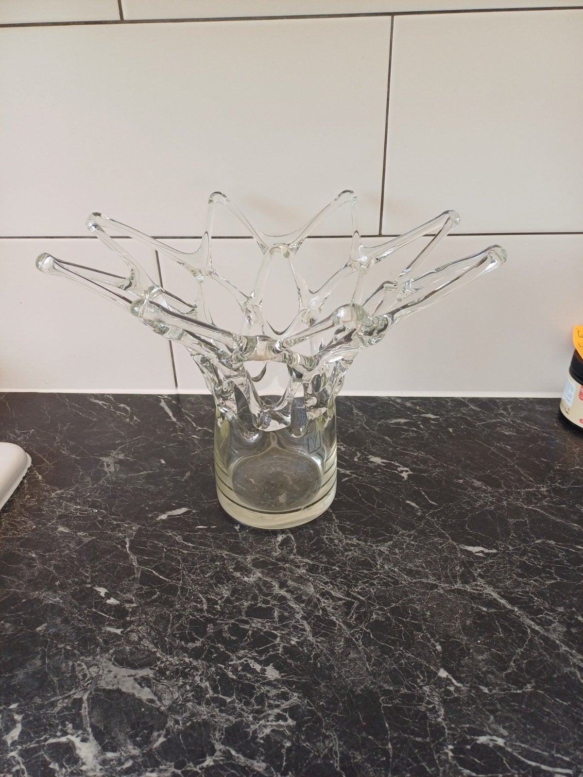 Unieke glazen vaas/schaal met abstract design, Ophalen of Verzenden
