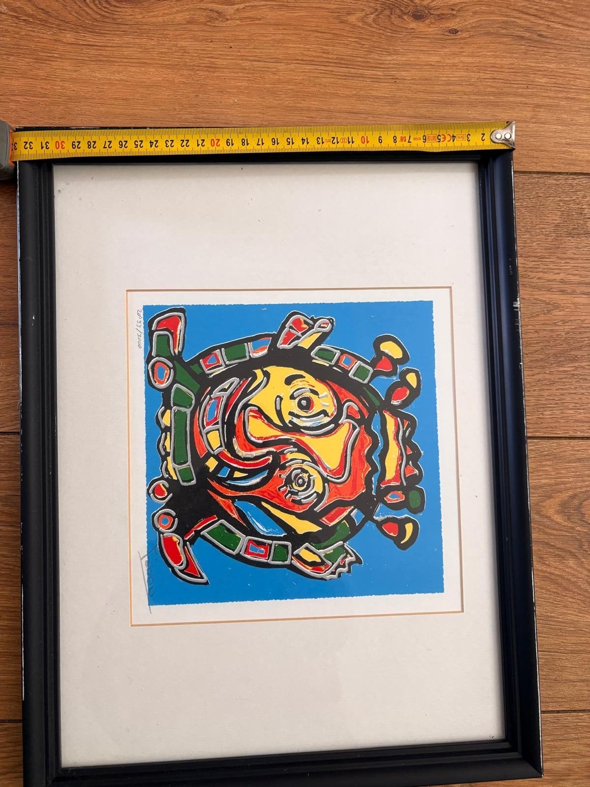 Abstracte zeefdruk 'Vis' - Gesigneerd en Ingelijst, Abstract, Dieren, Ophalen of Verzenden, Gesigneerd
