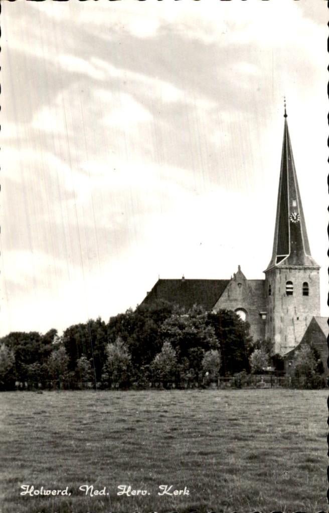 Holwerd - Ned. Herv. Kerk - Toren, Verzamelen, Ophalen of Verzenden, 1940 tot 1960, Ongelopen, Friesland