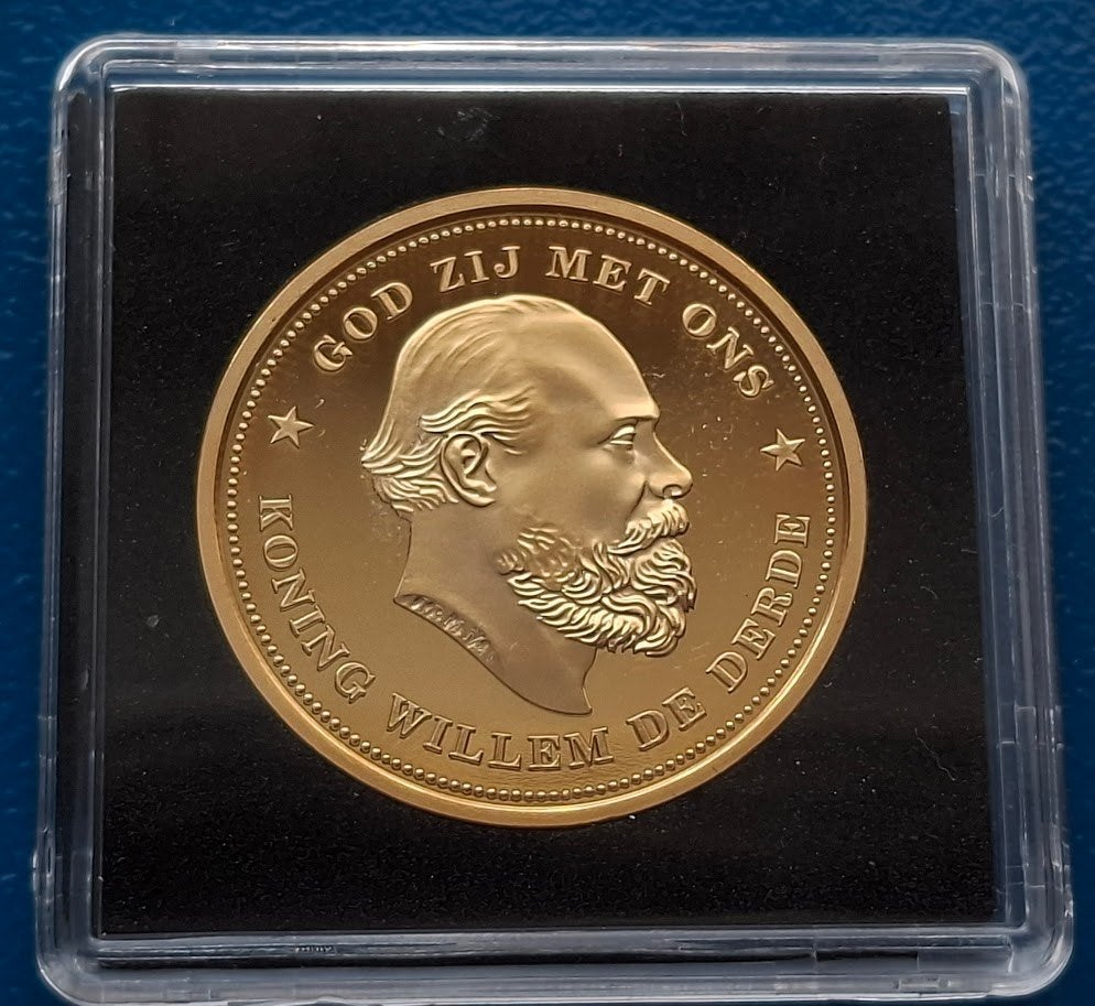 Originele Herslag 10 Gulden 1877 / 1879 - Koning Willem III, Verzenden, Brons, Nederland